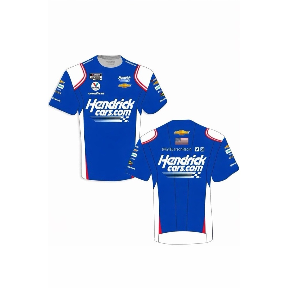 Kyle Larson #5 Hendrickcars.com Uniform Sublimated Dry Fit NASCAR T-shirt 4xl - Picture 2 of 8